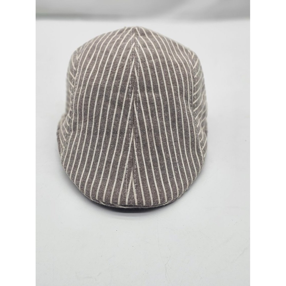 New Tan Stripe Cap Classic Preppy Cotton Pub Style Hat-One Size
